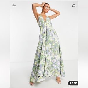 NWT ASOS: satin maxi dress in garden floral print
